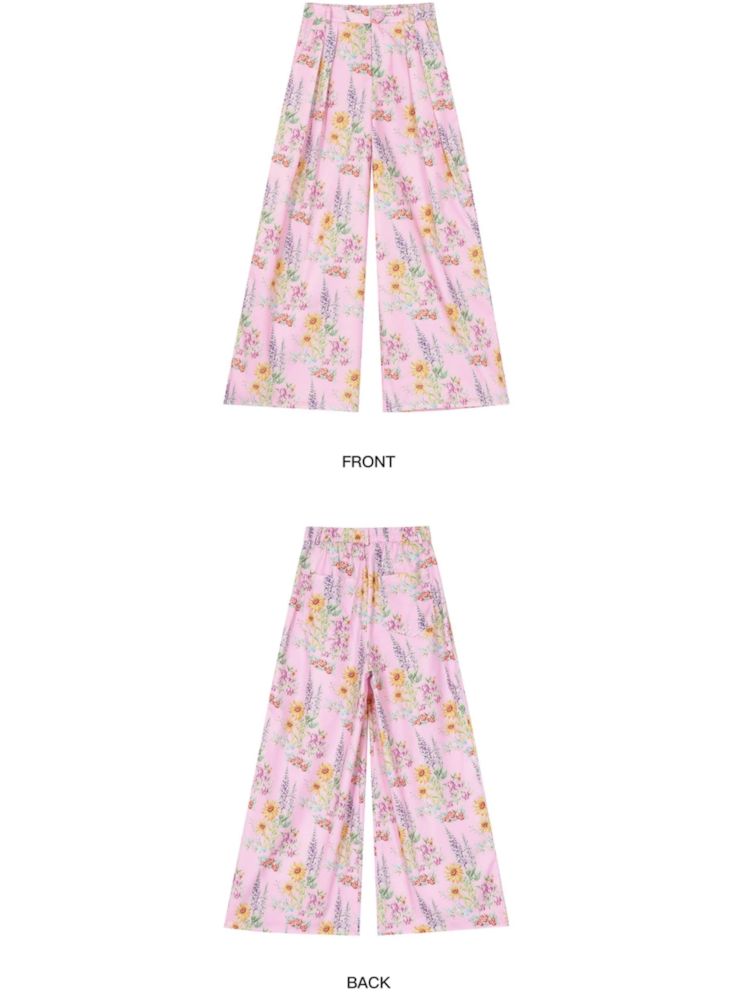 Pink Flower Wide Leg Pants【s0000010031】