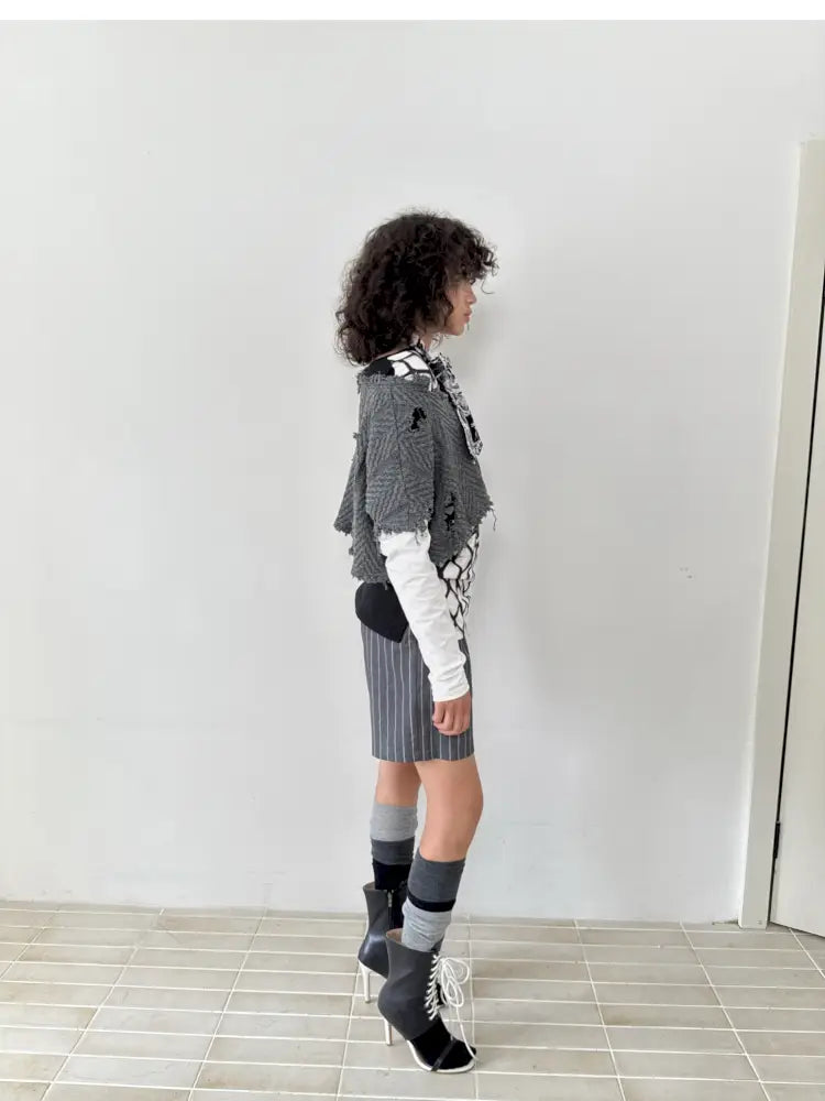 Loose-Fit Vertical-Stripe Suit Shorts【s0000014210】