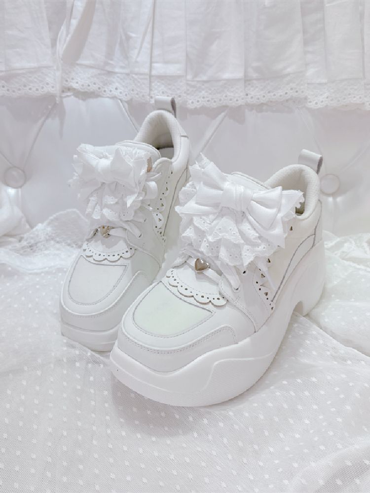 Mine System Aqua Color Lace Bow Sneakers【s0000011935】