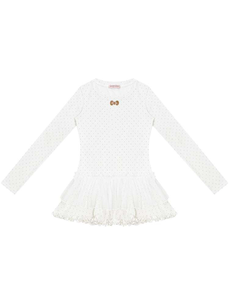 Lace Pleated Polka Dot Top【s0000015429】
