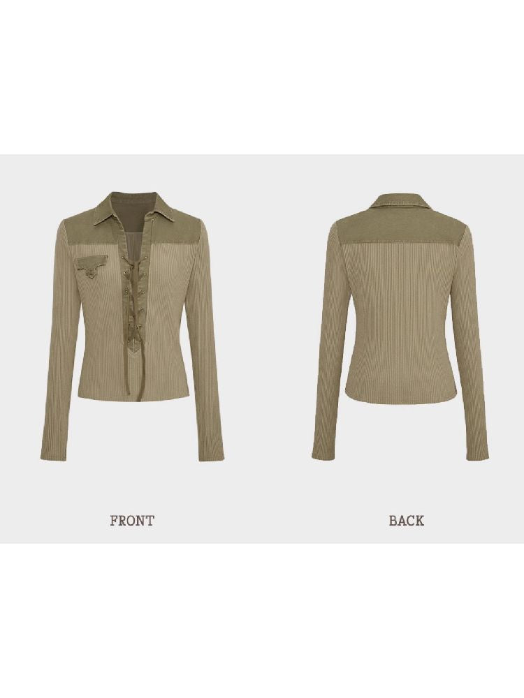 Shirt collar splicing T-shirt【s0000005151】