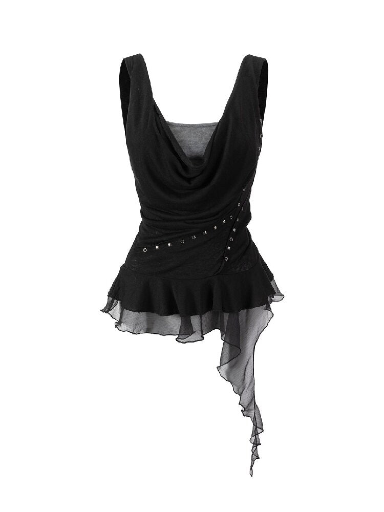 Gradient Print Ruffle Faux Vest【s0000017496】