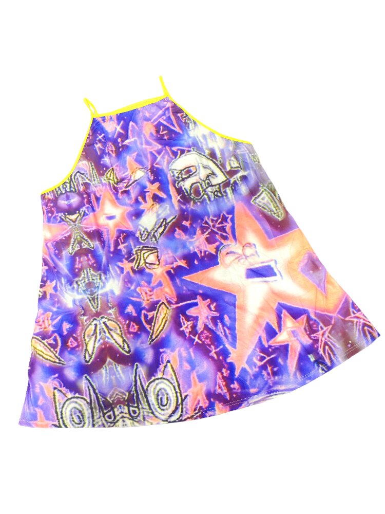 Y2K Graffiti Layered Slip Dress【s0000017708】