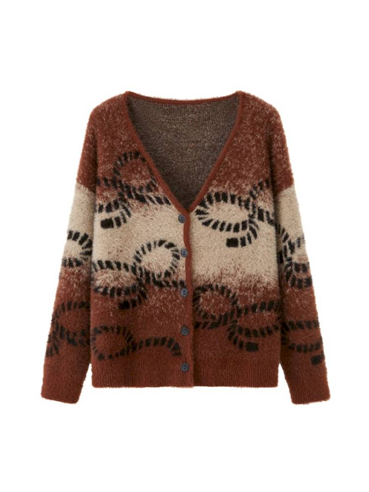 Oversized V-Neck Knit Cardigan【s0000014404】