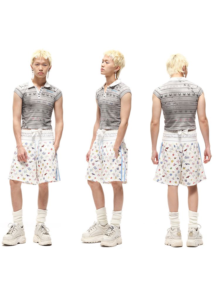 Small stickers Printed fake two-piece shorts【s0000012591】