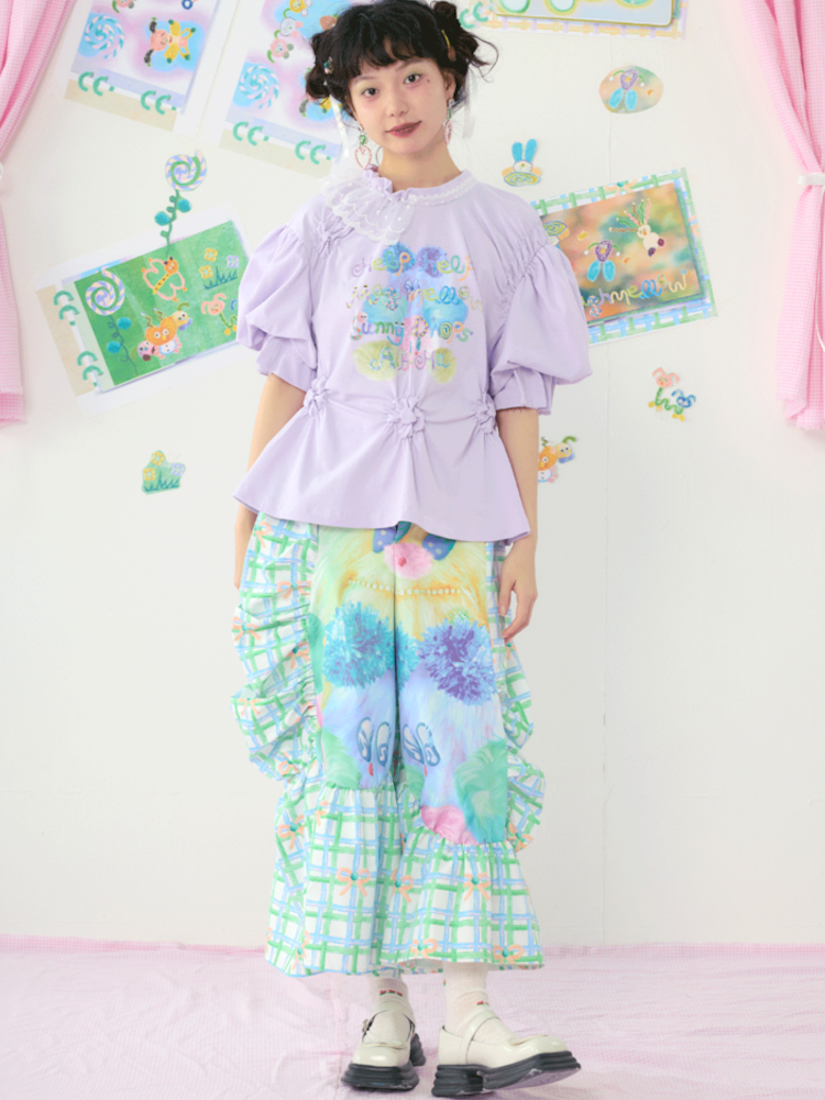 Loose Large Silhouette Lace Straight Leg Pants【s0000009075】