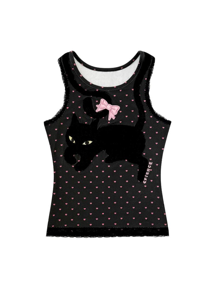 Polka Dot Print Tank Top【s0000013878】