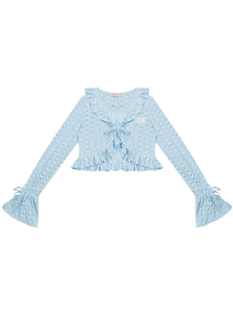 Lace Hollow Tie Knit Cardigan【s0000012228】