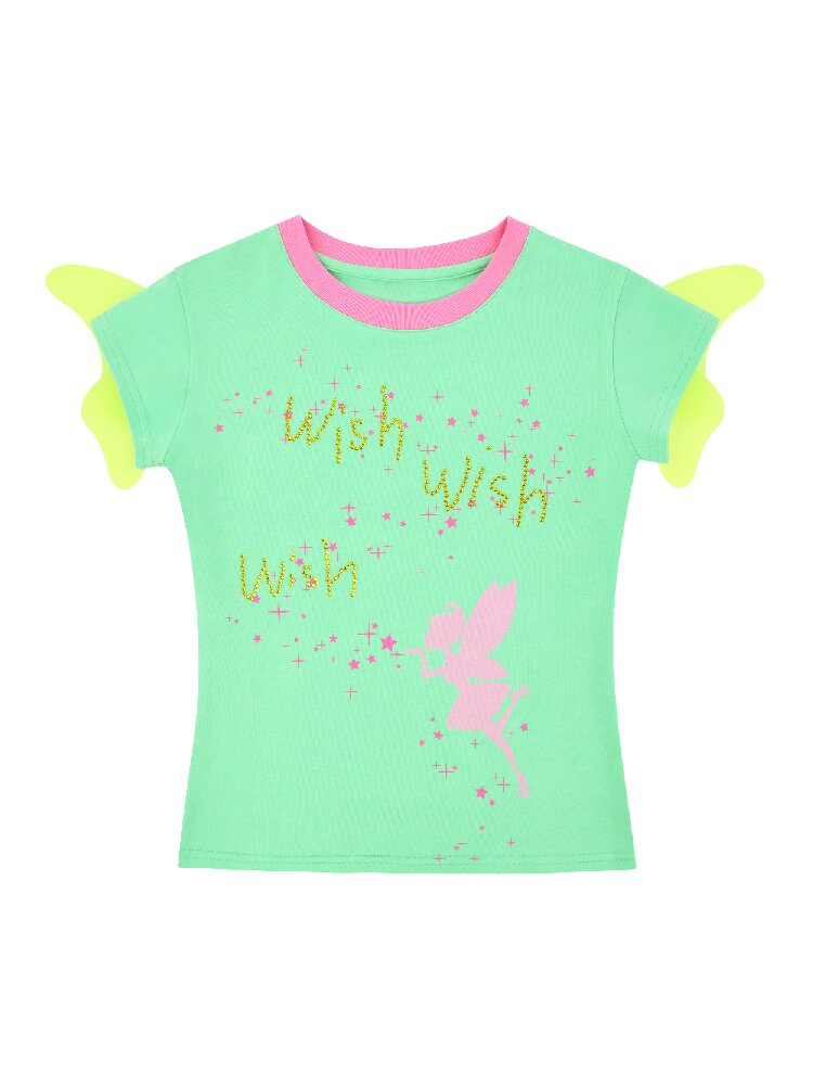 Rhinestone Fairy Wing Short Sleeve T Shirt【s0000018732】