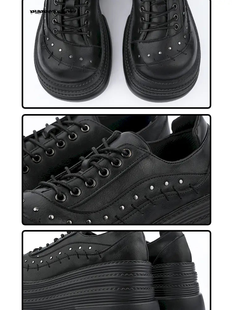 Gothic-Style Lace-Up Square-Toe Shoes【s0000014183】