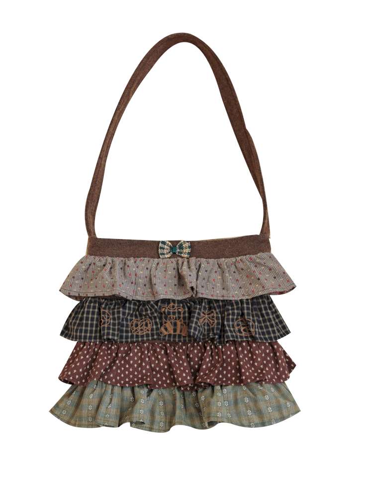 Vintage Plaid Floral Wool Cake Bag【s0000014847】