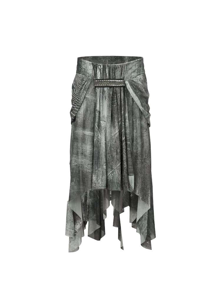 Mysterious Castle Print Mesh Skirt【s0000014716】