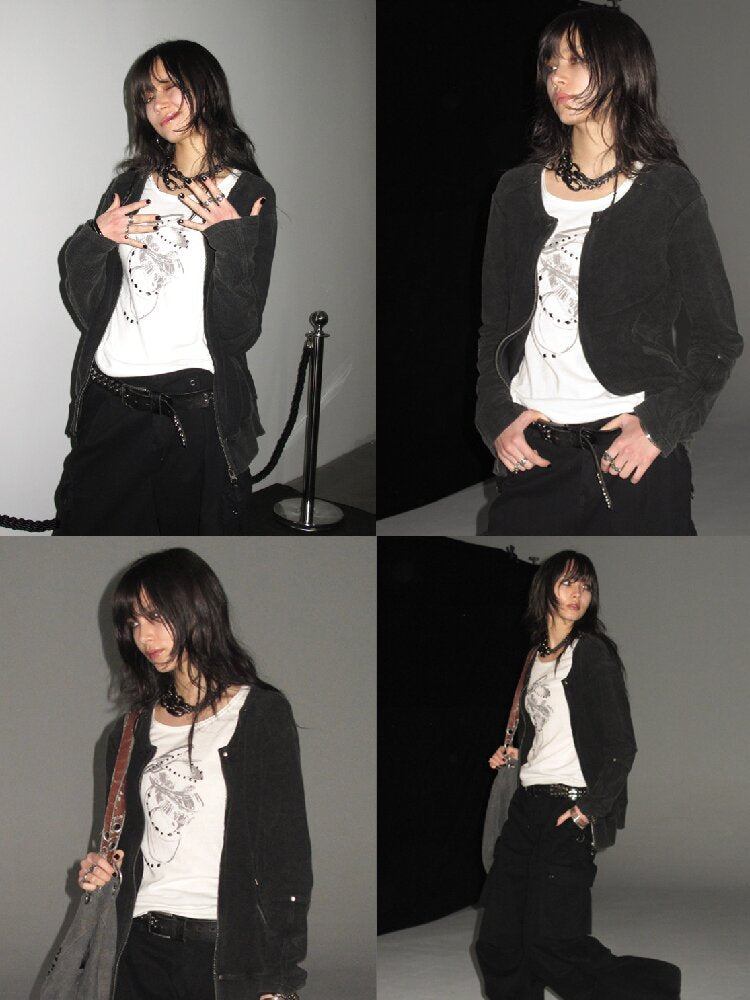 Waffle Washed Distressed Sweatshirt【s0000016233】