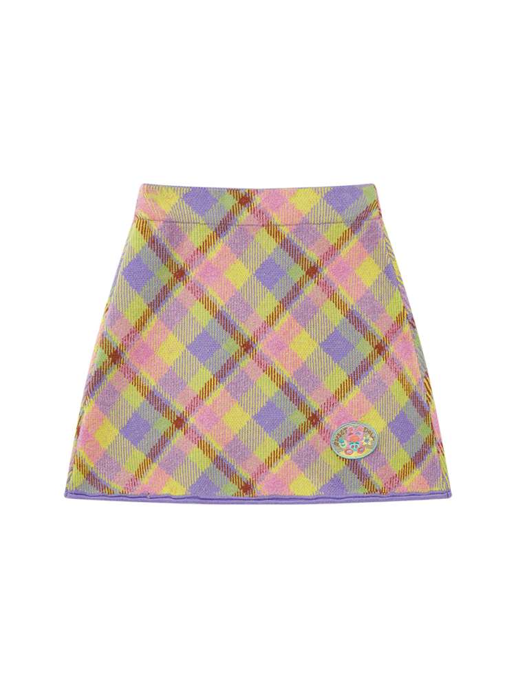 Two-Tone Check Knit Skirt【s0000014495】