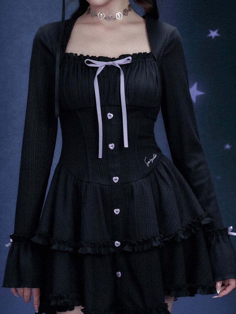 Black Purple Slim Cake Dress【s0000015473】