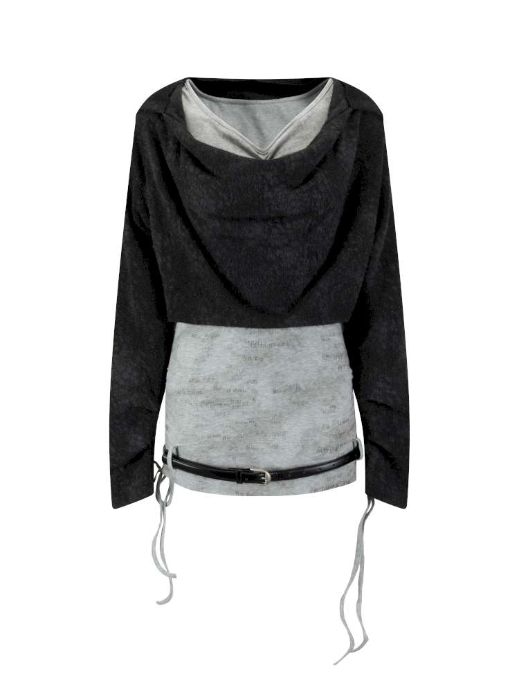 Striped Distressed Hooded Top【s0000014674】