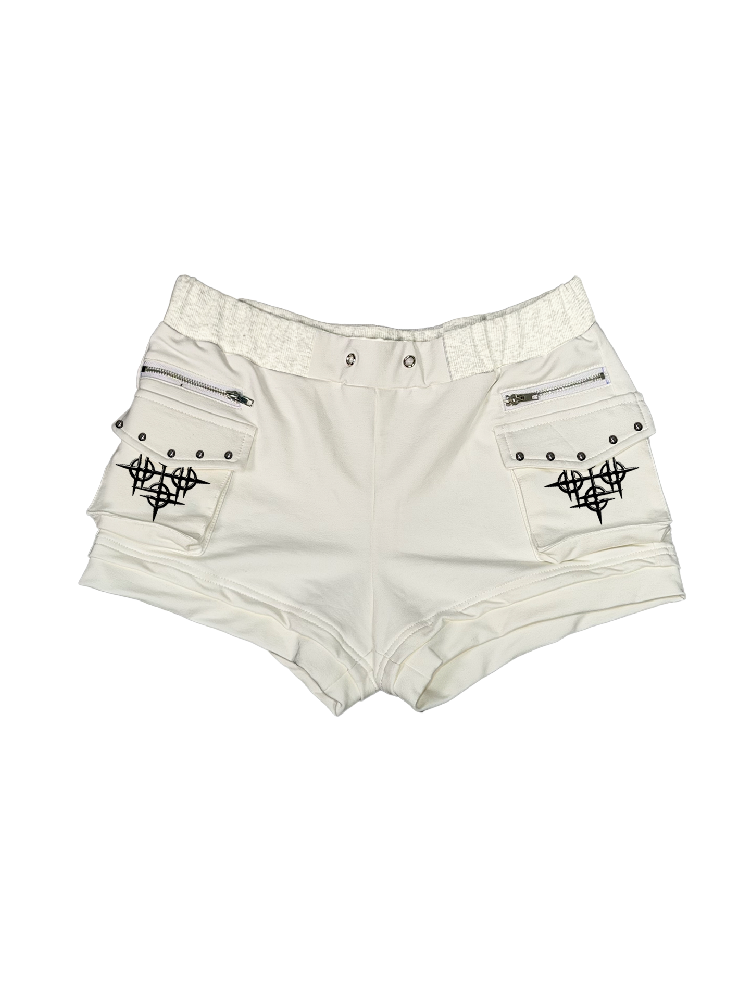 Studded Zipper Hip Hugging Shorts【s0000018310】