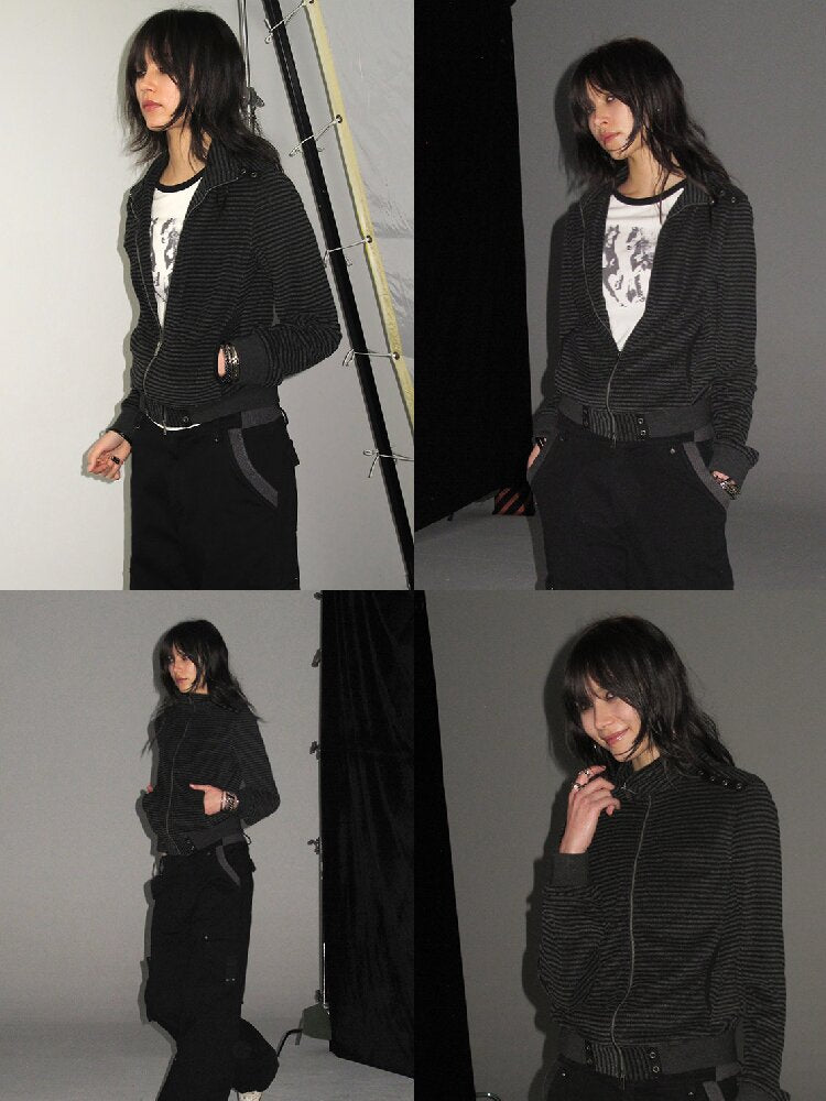 Striped Webbing Fleece Light Jacket【s0000016231】