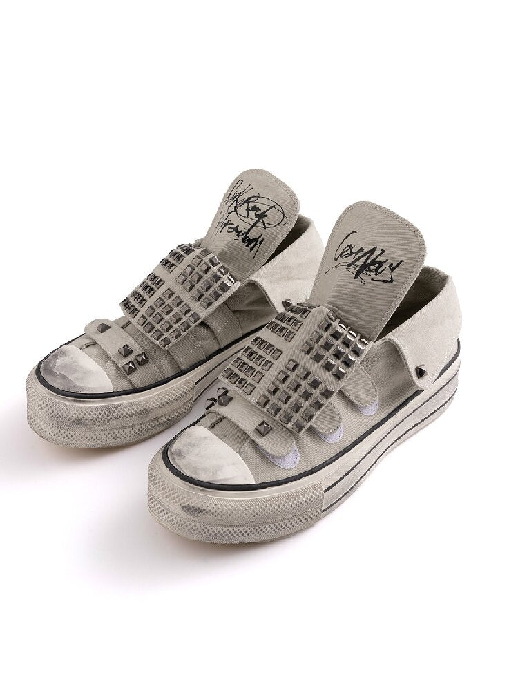Punk Rivet Graffiti Canvas Shoes【s0000017503】