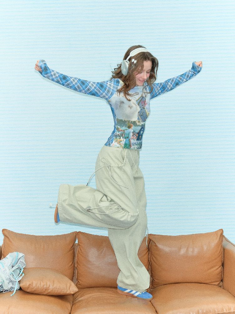 Checkered Long Sleeve T-shirt【s0000011524】