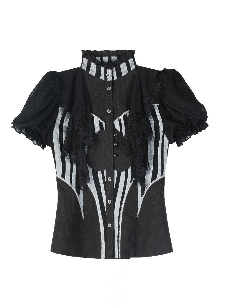 Court Style Dark Punk Puff Shirt【s0000016888】