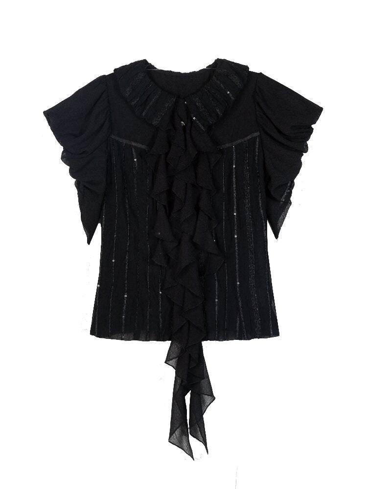 Court Style Dark Punk Puff Sleeve Shirt【s0000016886】