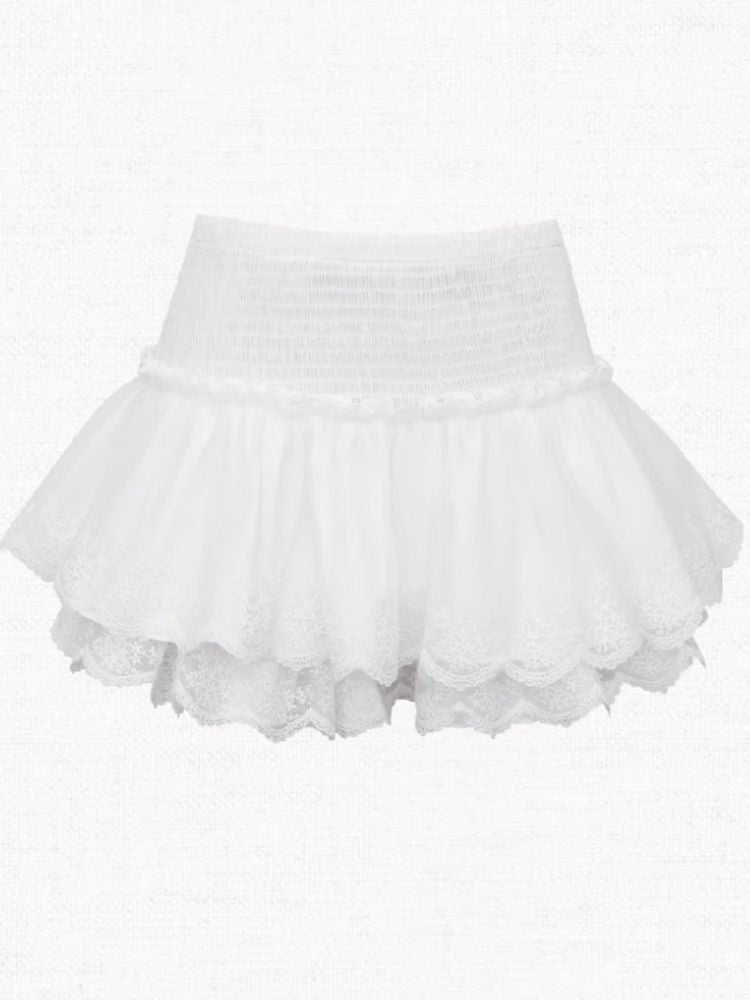 White pure desire high waist cake skirt【s0000009592】