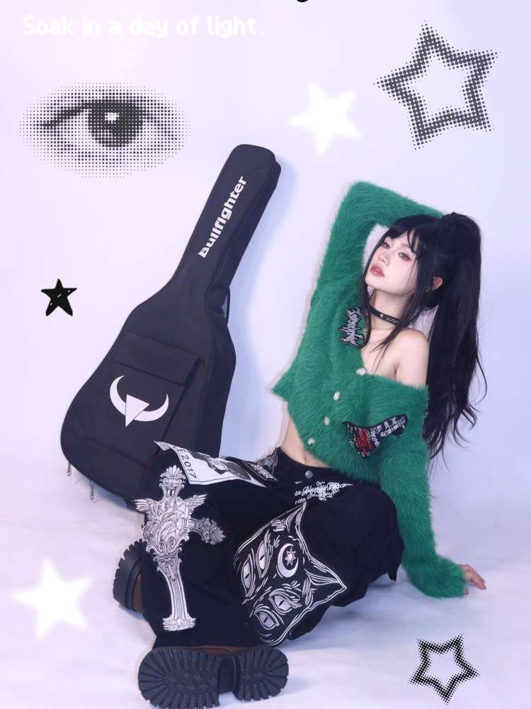 Green Y2K Loose Velvet Sweater【s0000014623】