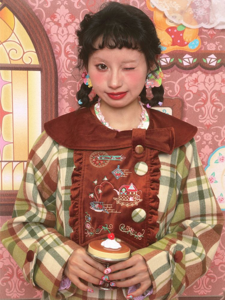 Tweed Lapel Skinny Mid-Length Coat【s0000011182】