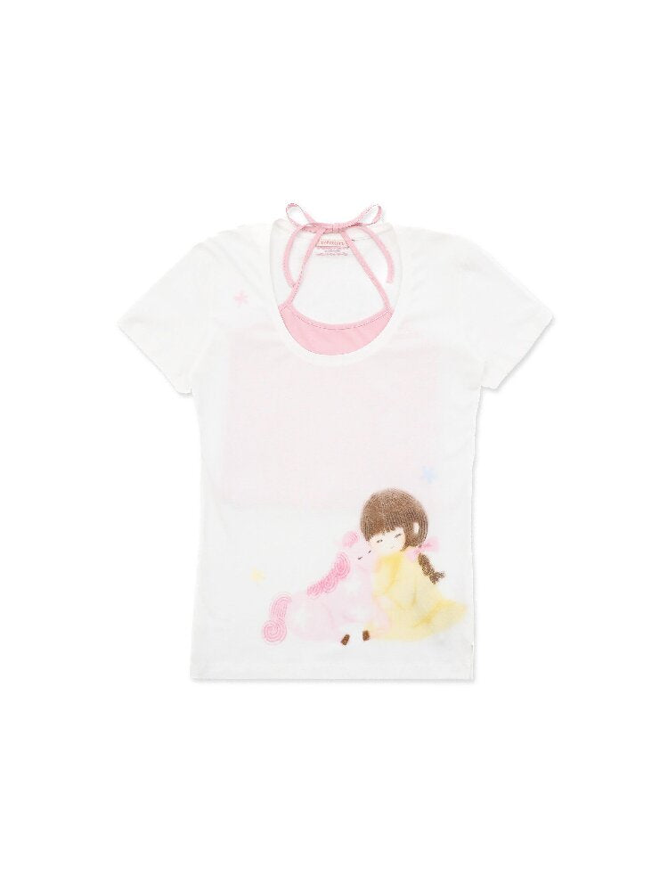 Girls Horse Print Short Sleeve T-shirt【s0000016102】