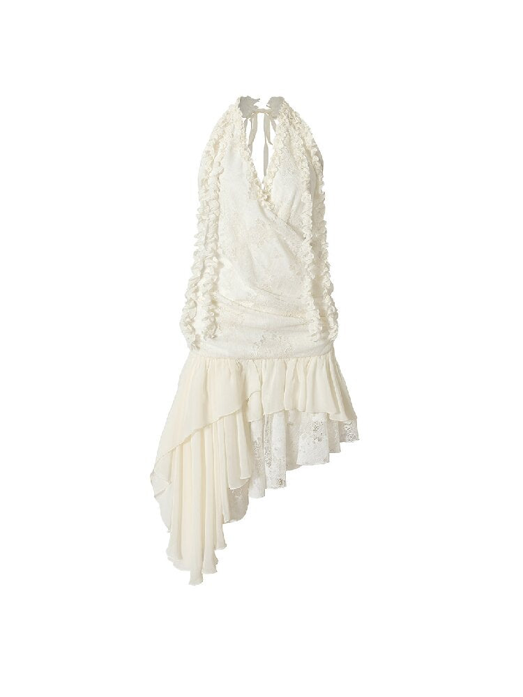 Lace Irregular Hem Halter Dress【s0000016206】