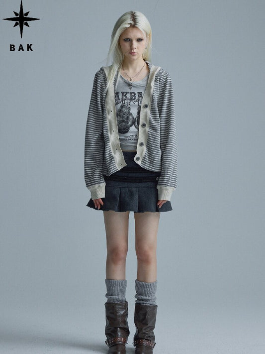 Gray Pleated Napoleon Mini Skirt【s0000018555】