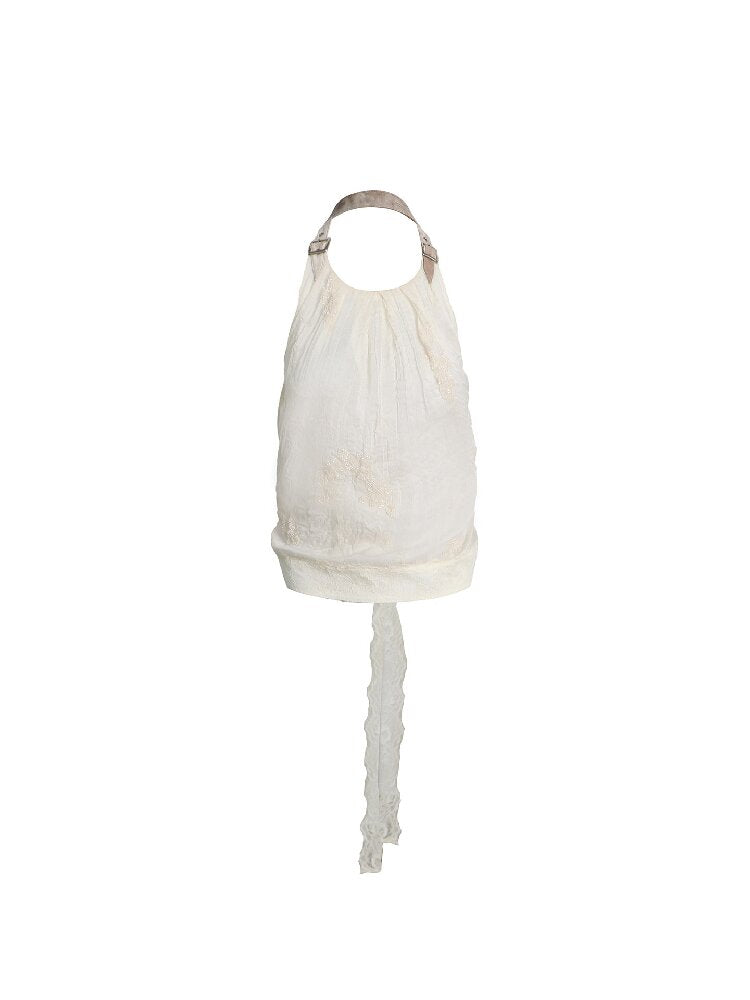 Chiffon Lace Embroidered Halter Top【s0000017659】