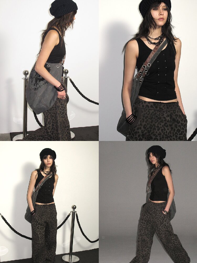 Leopard Print Studded Trousers【s0000016240】