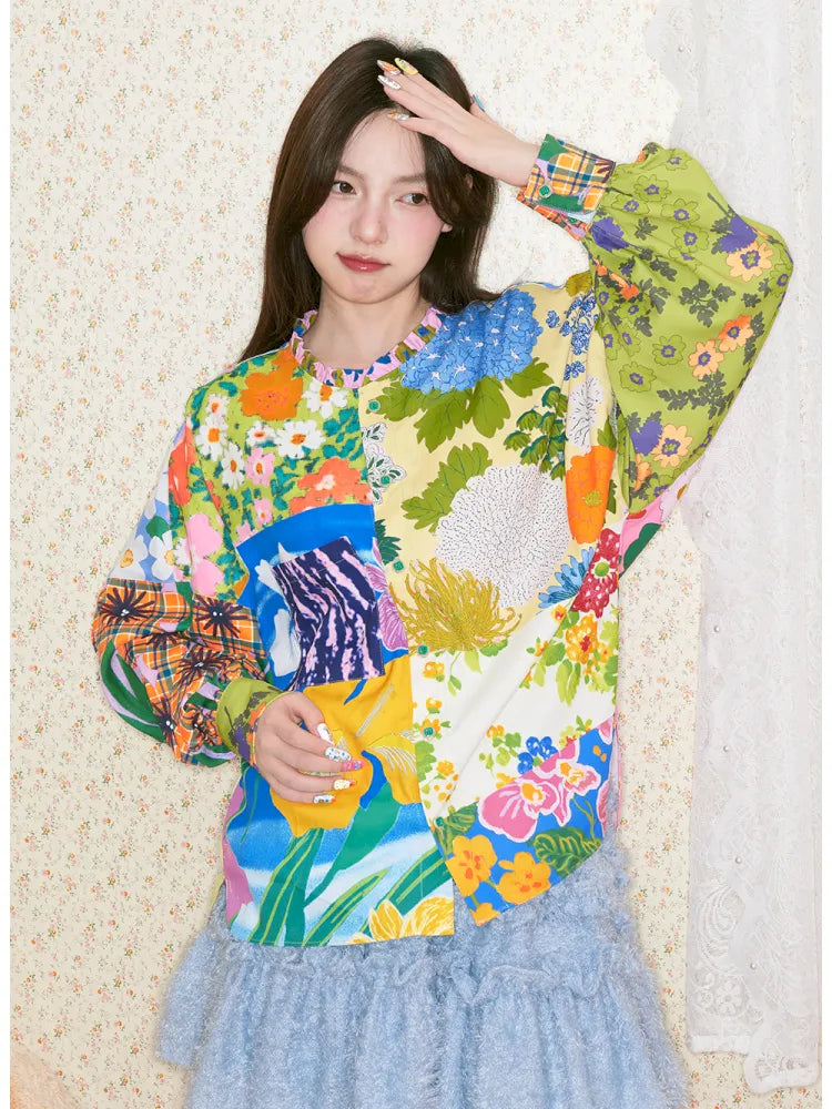 Patchwork Floral Shirt【s0000014147】