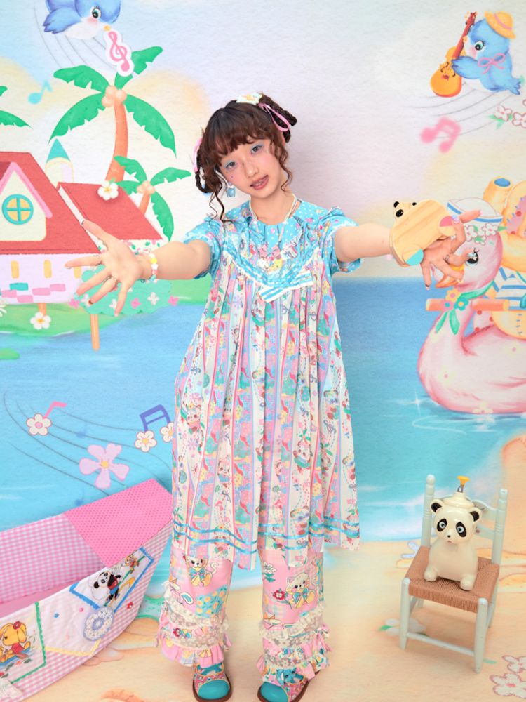 Splicing Cute Girl Overlay Loose Suspender Skirt【s0000009069】