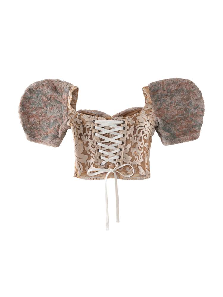 Patchwork Sheer Bud Strap Court Top【s0000015145】