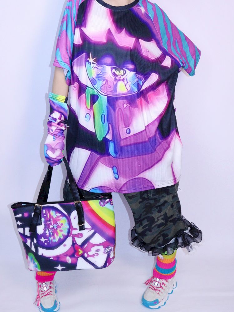 Neon Eye Y2K Shoulder Tote Bag【s0000013731】