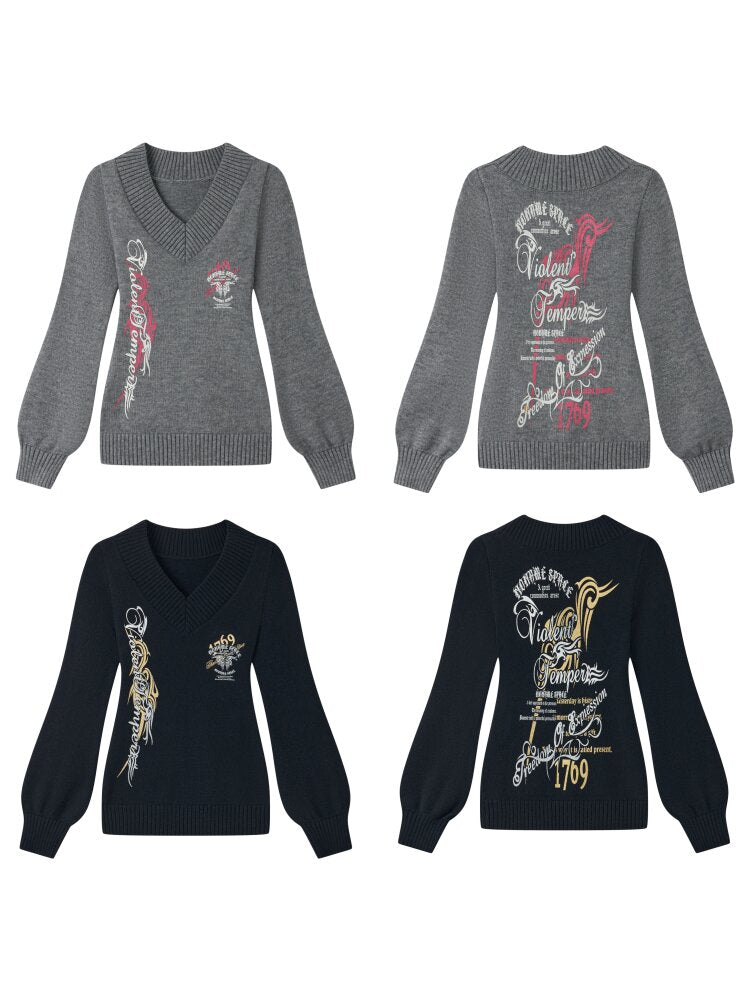 Soft Lantern Sleeve Printed Sweater【s0000015562】