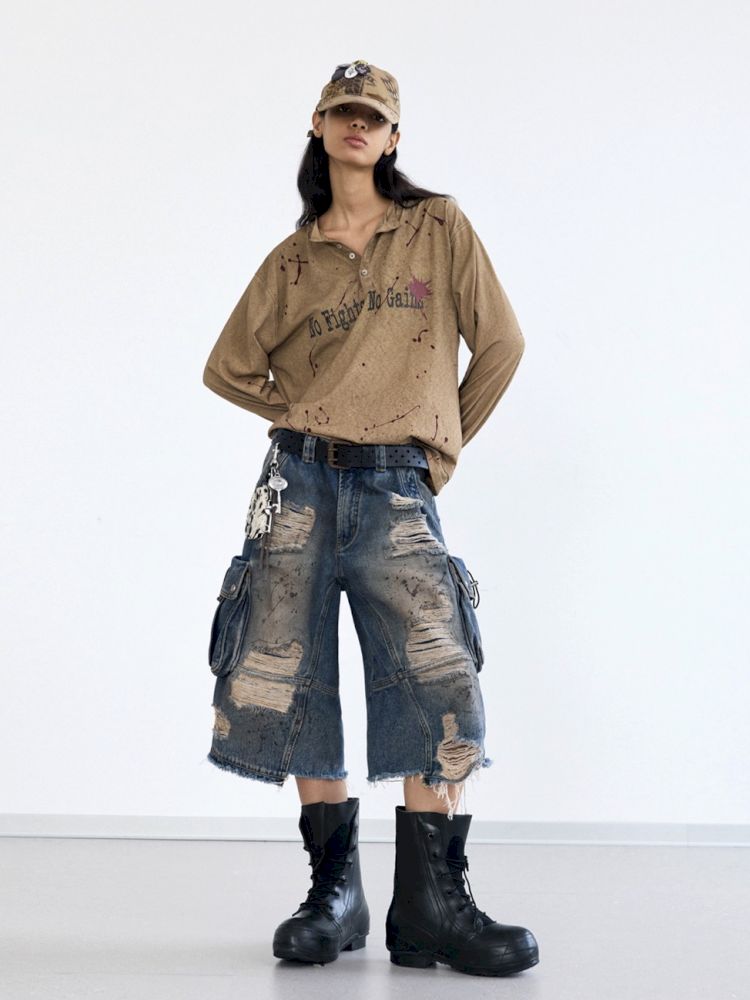 Splash Ink Print Long Sleeve Tee【s0000012471】