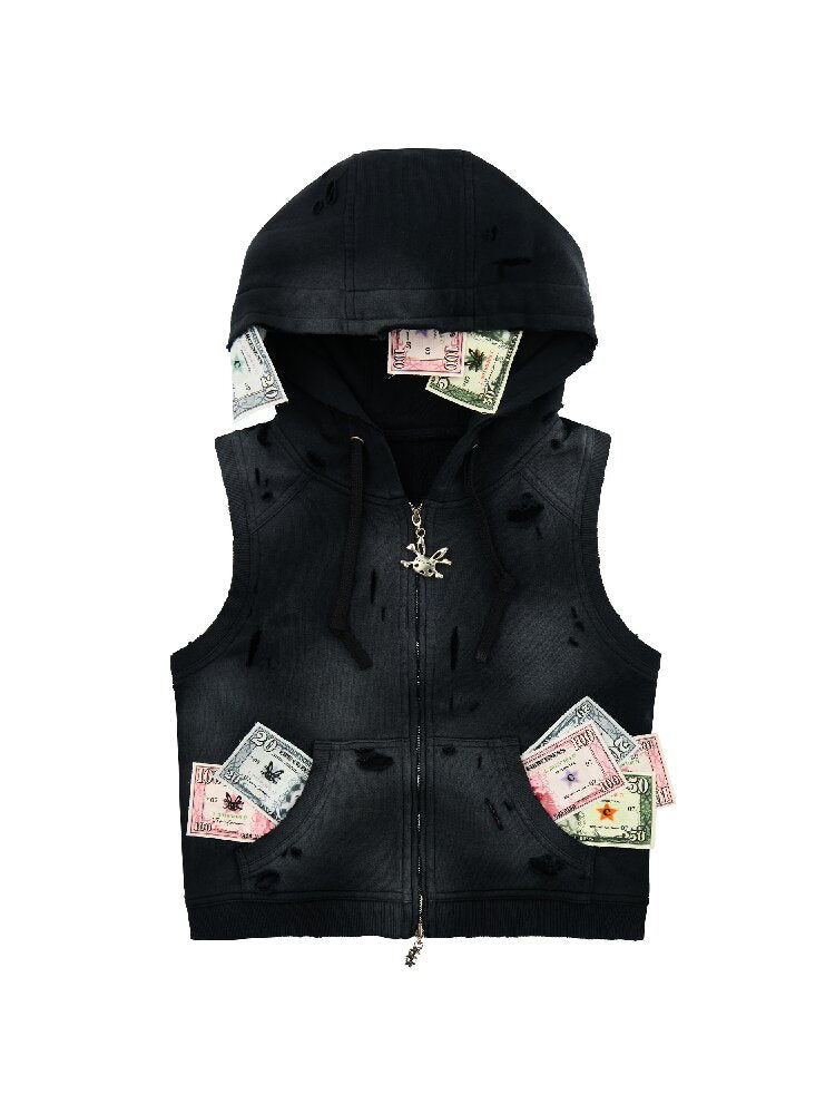 Distressed Vest Jackrt【s0000017489】