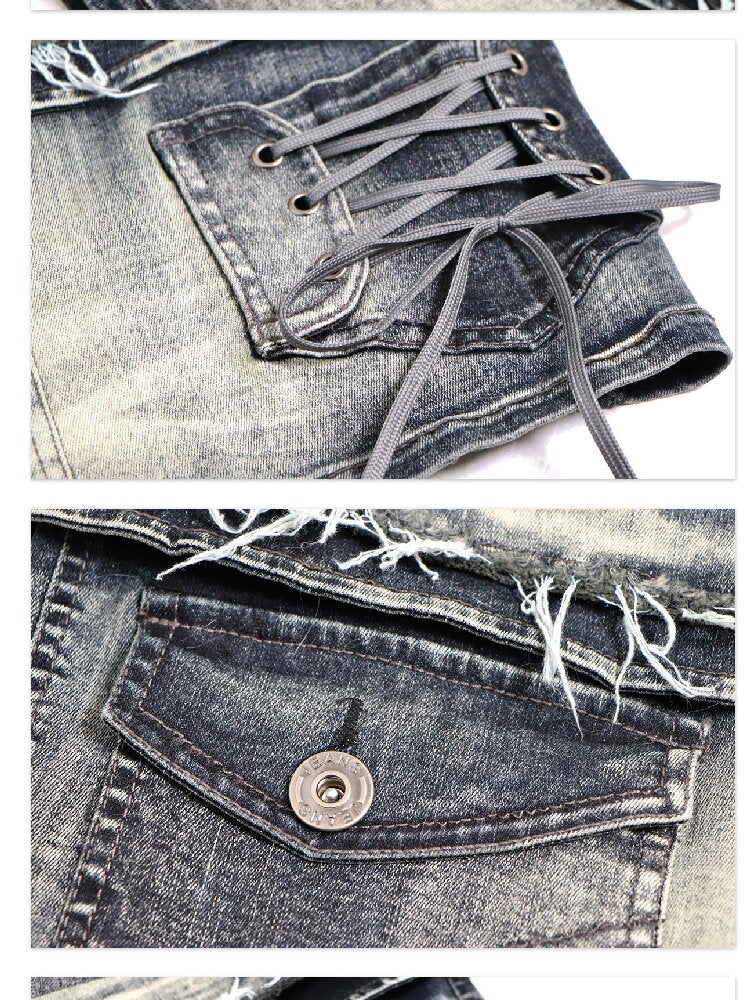 Brushed Knit Paneled Denim Skirt【s0000016058】