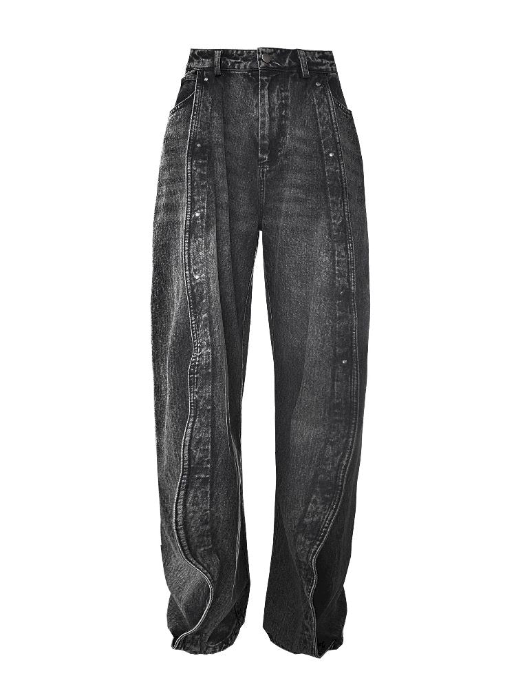 Washed Stacked Wide Leg Jeans【s0000004757】