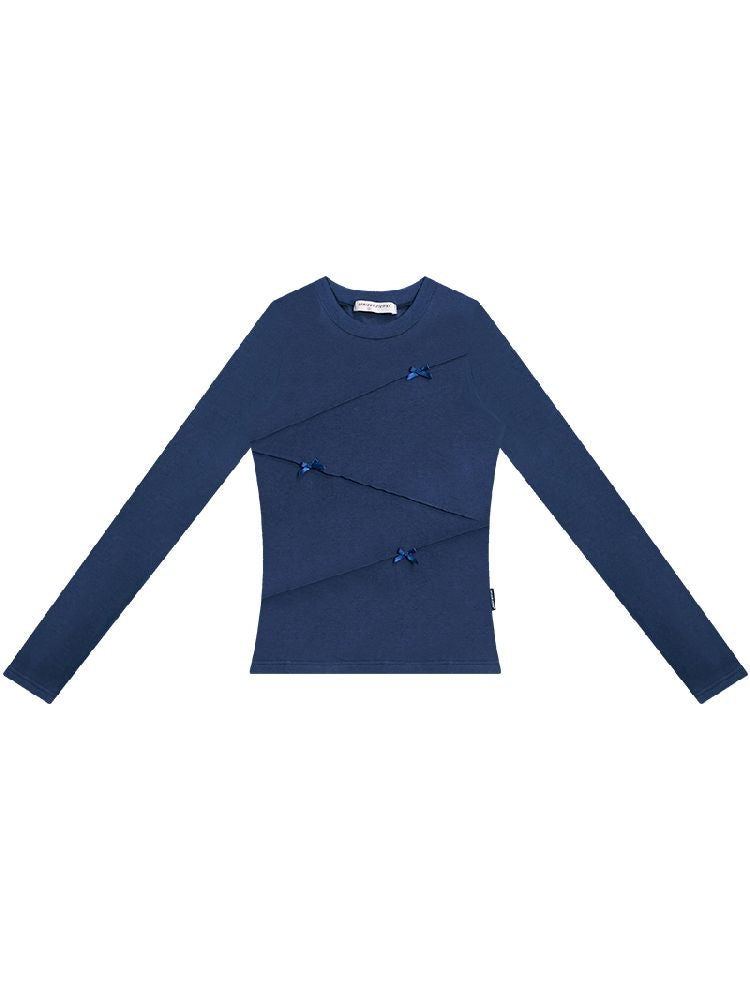 Structure Bow Long Sleeve Top【s0000011522】