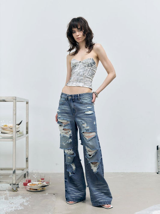 Straight Leg Wide Jeans【s0000012412】