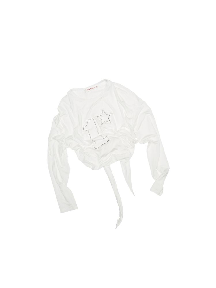 Studded Round Neck Long Sleeve T-Shirt【s0000011610】