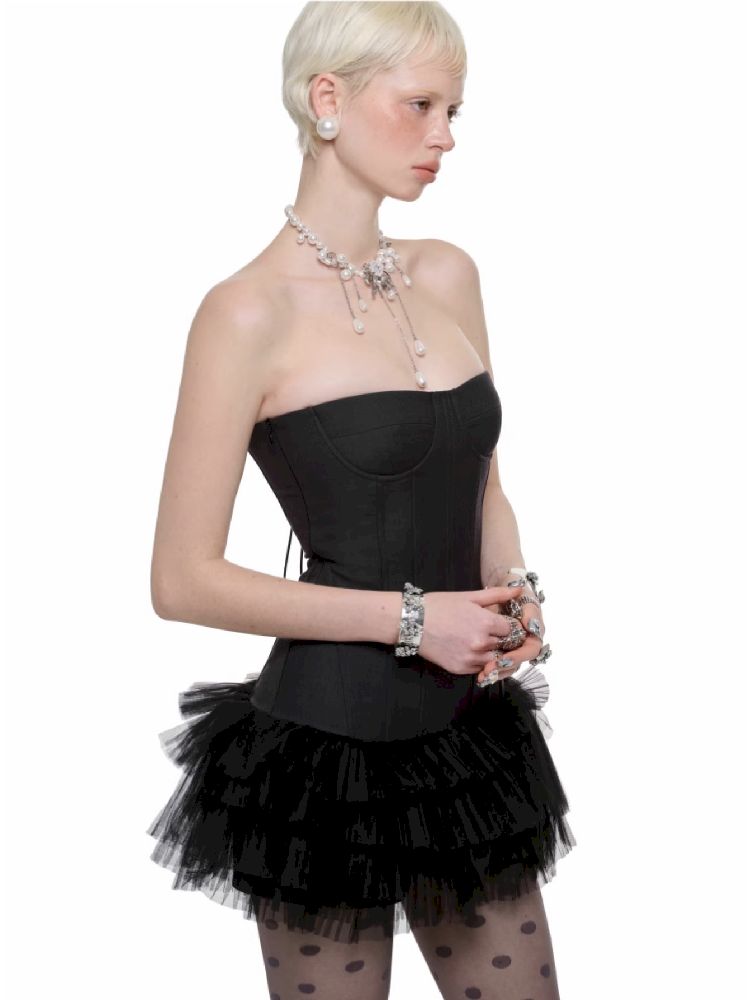 Fishbone Breasted Veil Skirt【s0000011605】