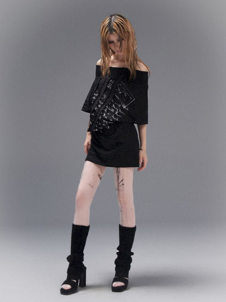 Bat Short Sleeve One Neck Top Dress【s0000008462】