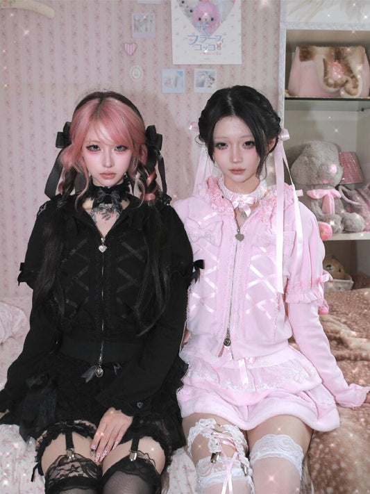 Cat Ear Faux Sweatshirt Jacket【s0000018532】