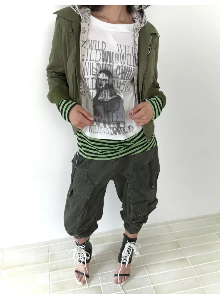 Patchwork Striped Long-Sleeve T-Shirt【s0000014207】